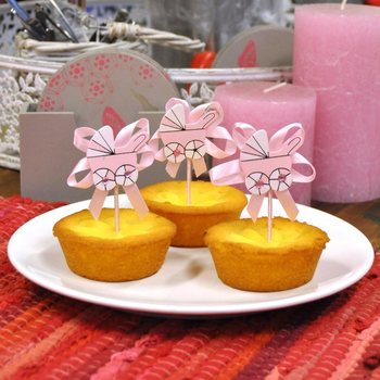 Z&Aacute;PICHY NA CUPCAKE K NAROZEN&Iacute; D&Iacute;TĚTE - RŮŽOV&Yacute; KOČ&Aacute;REK (12 ks)
