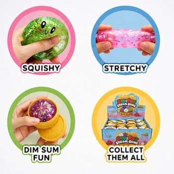 RAGE - Squishy GLITTER Bun Dumplings MAL&Yacute; (Rozměry 5.5 x 5.5 x 3 cm) - Viral 2026 Fidget Toy (24 ks)