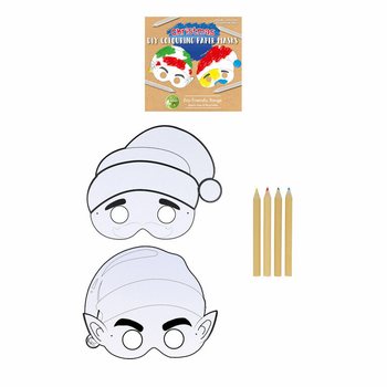 ECO FRIENDLY Vybarvi si vlastní vánoční masku se 4 pastelkami (12 kusů)