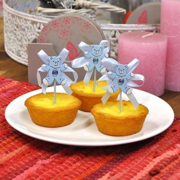 Z&Aacute;PICH DO CUPCAKU K NAROZEN&Iacute; D&Iacute;TĚTE - MODR&Yacute; MEDV&Iacute;DEK (12 ks)