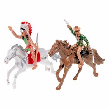 Mix figurek kovbojů a indi&aacute;nů na koni (12 ks)