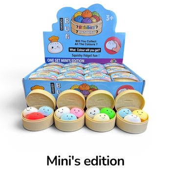 RAGE - Mačkac&iacute; Squishy MINI&rsquo;S EDITION Bun Dumplings MAL&Yacute; (5.3 x 5.3 x 4.1 Cm) Viral 2026 Fidget Toy (24 ks.)