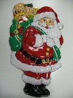 VELK&Aacute; DEKORAČN&Iacute; TABULE - SANTA KLAUS S PYTELEM D&Aacute;RKŮ (2 ks)