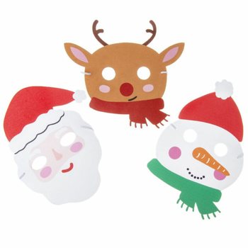 V&aacute;nočn&iacute; pěnov&eacute; masky mix - Santa, Sob a Sněhul&aacute;k (48 ks)