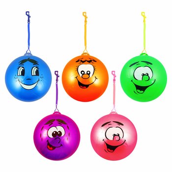 Bungee míček s úsměvem Smiley a šňůrkou Ø 23 cm (24 ks)