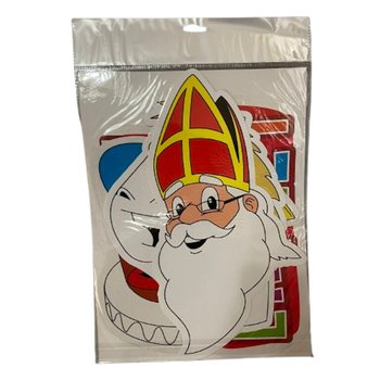 SINTERKLAAS SINT & PIET - 4D&Iacute;LN&Aacute; OBOUSTRANN&Aacute; SADA DEKORAČN&Iacute;CH CEDUL&Iacute; (6 ks)