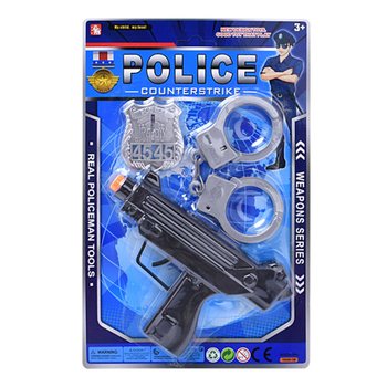 Policejn&iacute; hern&iacute; sada se samopalem, pouty a odznakem (6 ks)