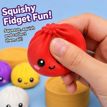 RAGE - Squishy SUGAR EDITION Bun Dumplings VELK&Yacute; (8.5 x 8.5 x 4.8 cm) - Viral 2026 Fidget Toy (12 ks)