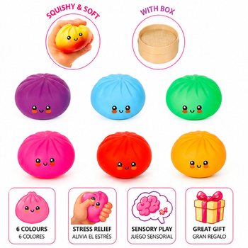 RAGE - LUCKY DUMPLINGS - Squishy Bun Dumplings VELK&Eacute; Rozměry 8.5 x 8.5 x 4.8 Cm - V DISPLEJI (12 ks)