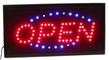 Světeln&aacute; LED tabule "OPEN" &ndash; 2 barvy
