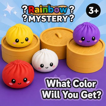 RAGE - Squishy SUGAR EDITION Bun Dumplings VELK&Yacute; (8.5 x 8.5 x 4.8 cm) - Viral 2026 Fidget Toy (12 ks)
