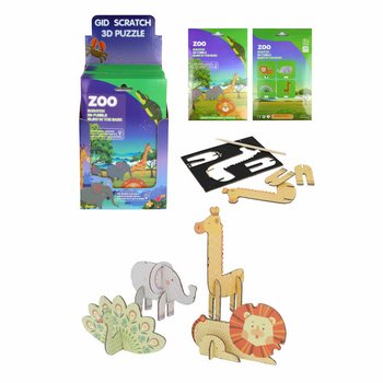 3D Škrabací Puzzle Zvířátka ze Zoo (Display 18 ks)