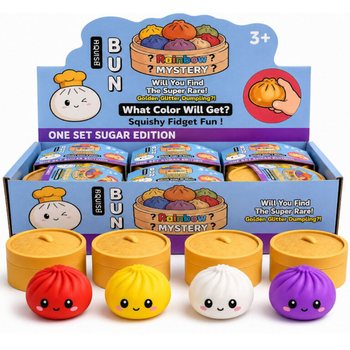 RAGE - Squishy SUGAR EDITION Bun Dumplings VELK&Yacute; (8.5 x 8.5 x 4.8 cm) - Viral 2026 Fidget Toy (12 ks)