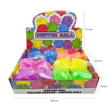 PUFFER M&Iacute;ČEK V JASN&Yacute;CH BARV&Aacute;CH - 8CM - V DISPLAYI (12 ks)