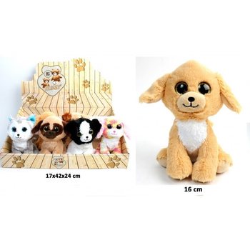 Luxusní Plyšoví Psi, 16 cm, Mix Designů v Displeji (12 ks)