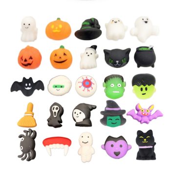 MIX HALLOWEEN MAČKACÍCH FIGUREK SQUISHY V KYBLÍKU (25 ks)
