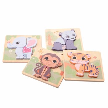 JOUECO - THE WILDIES FAMILY MIX DŘEVĚN&Eacute; PUZZLE - Od 12 měs&iacute;ců (12 ks)