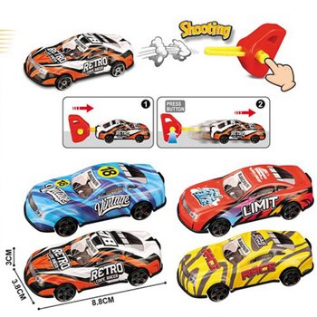 KOVOV&Eacute; AUTO S VYSTŘELOVAC&Iacute;M KL&Iacute;ČEM - V D&Aacute;RKOV&Eacute;M S&Aacute;ČKU - MIX BAREV (24 ks)