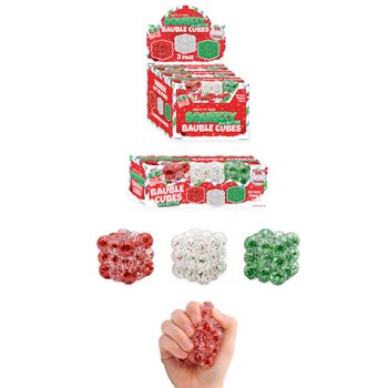 SQUEEZY GLITTER BAUBLE CUBES - SE TŘPYTKAMI - SADA 3 KOSTEK - S V&Yacute;PLN&Iacute; SUGAR - V DISPLAYI (6 SAD)