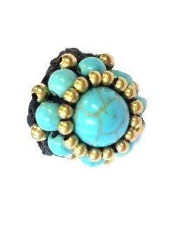 Prsten ve stylu Ibiza s tyrkysovým kamenem | Boho styl