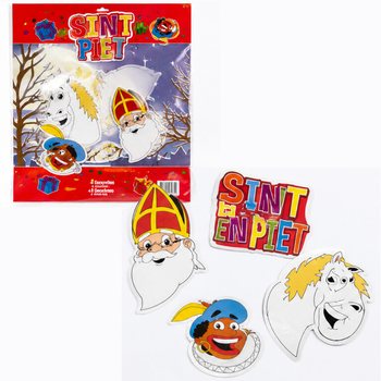 SINTERKLAAS SINT & PIET - 4D&Iacute;LN&Aacute; OBOUSTRANN&Aacute; SADA DEKORAČN&Iacute;CH CEDUL&Iacute; (6 ks)