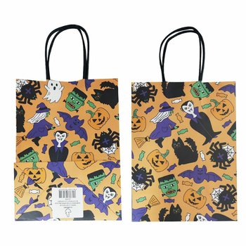 Halloweensk&eacute; pap&iacute;rov&eacute; d&aacute;rkov&eacute; ta&scaron;ky 16x9x22 cm (12 ks)