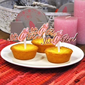 Z&aacute;pichy do Cupcaků k Narozen&iacute; - It's a Girl (12 ks)