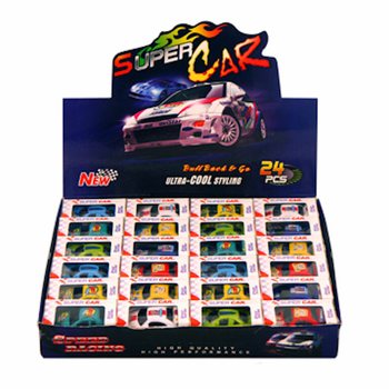Mal&aacute; natahovac&iacute; autka v d&aacute;rkov&eacute; krabičce - Display (24 ks)
