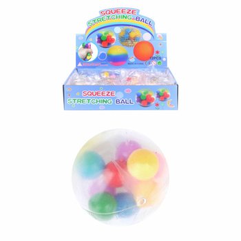 Mačkací míček Ø6cm s pompony (Displej po 12 ks)