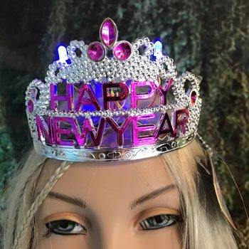 Korunka HAPPY NEW YEAR s osvětlen&iacute;m (10 ks)