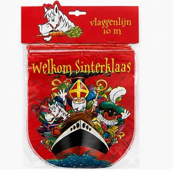SINTERKLAAS - VLAJEČKOV&Aacute; GIRLANDA &bdquo;WELKOM SINTERKLAAS&ldquo; - D&Eacute;LKA: 10 Metrů (6 ks)