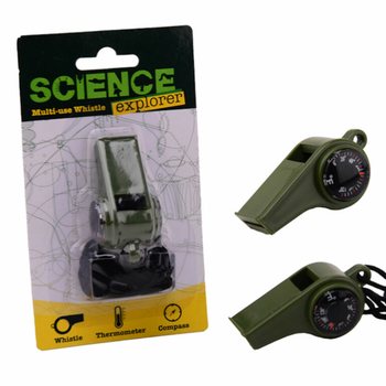 SCIENCE EXPLORER SURVIVAL PÍŠŤALKA S KOMPASEM A TEPLOMĚREM NA KARTĚ (24 ks)