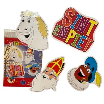 SINTERKLAAS SINT & PIET - 4DÍLNÁ OBOUSTRANNÁ SADA DEKORAČNÍCH CEDULÍ (6 ks)