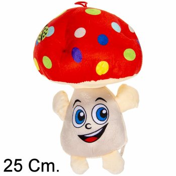 VELKÁ PLYŠOVÁ HOUBA S OBLIČEJEM - 25 CM - MIX BAREV (6 ks)