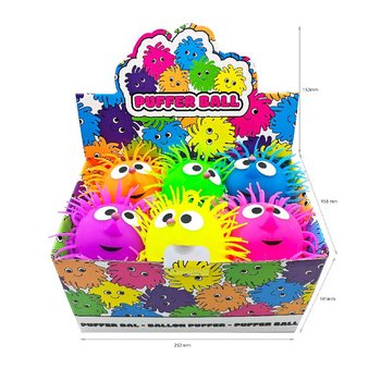PUFFER M&Iacute;ČEK S OČIMA - 13CM - V DISPLAYI (12ks)