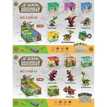 3D Stavebnice Dinosaurů v D&aacute;rkov&eacute; Krabičce - Display (8 ks)