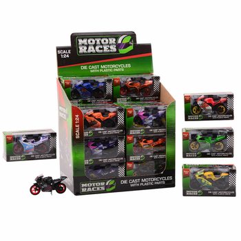 MOTOCYKL SUPER SPORT DIE CAST, MĚŘÍTKO 1:24 V DISPLEJI (24 ks)