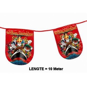 SINTERKLAAS - VLAJEČKOV&Aacute; GIRLANDA &bdquo;WELKOM SINTERKLAAS&ldquo; - D&Eacute;LKA: 10 Metrů (6 ks)