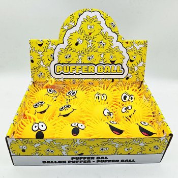 MAČKACÍ PUFFER MÍČEK SMAJLÍK - 10CM - V DISPLAYI (12ks)