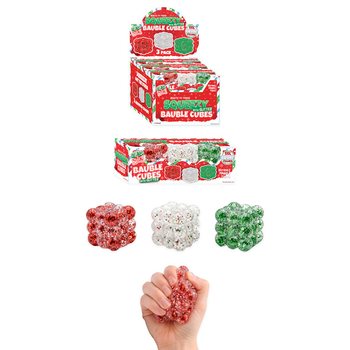 SQUEEZY GLITTER BAUBLE CUBES - SE TŘPYTKAMI - SADA 3 KOSTEK - S V&Yacute;PLN&Iacute; SUGAR - V DISPLAYI (6 SAD)