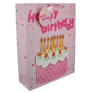 D&aacute;rkov&aacute; ta&scaron;ka Happy Birthday Růžov&aacute; (12 ks)