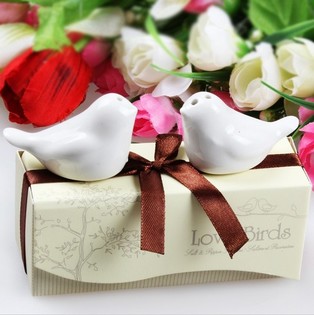 Solnička a Pepřenka "LOVE BIRDS" Svatebn&iacute; Dar (5 ks)