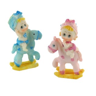 Z&aacute;pich na dort k narozen&iacute; - Miminko na houpac&iacute;m koni 9 cm (4 ks)