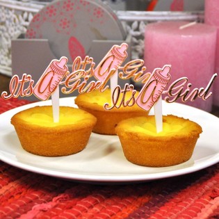 Z&aacute;pichy do Cupcaků k Narozen&iacute; - It's a Girl (12 ks)