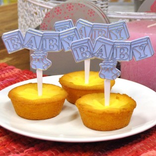 Z&Aacute;PICH NA CUPCAKE K NAROZEN&Iacute; D&Iacute;TĚTE - SVĚTLE MODR&Yacute; (12 ks)