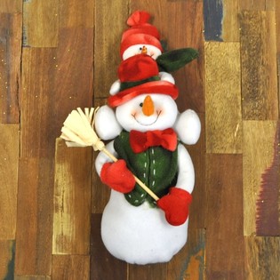 PLYŠOVÝ SNĚHULÁK SE SNĚHOVÝM MIMINKEM NA RAMENOU 38 CM (1 ks)