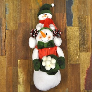 PLYŠOVÝ SNĚHULÁK SE SNĚHOVÝM MIMINKEM NA RAMENOU 38 CM