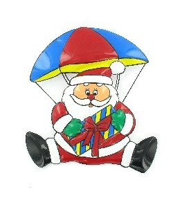 Dekorativní Vánoční Cedule - Santa Claus na Padáku (6 ks)