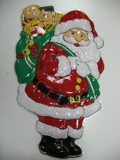 VELKÁ DEKORAČNÍ TABULE - SANTA KLAUS S PYTELEM DÁRKŮ (2 ks)