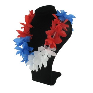 Havajsk&yacute; věnec - Červen&yacute; / B&iacute;l&yacute; / Modr&yacute; (12 ks)